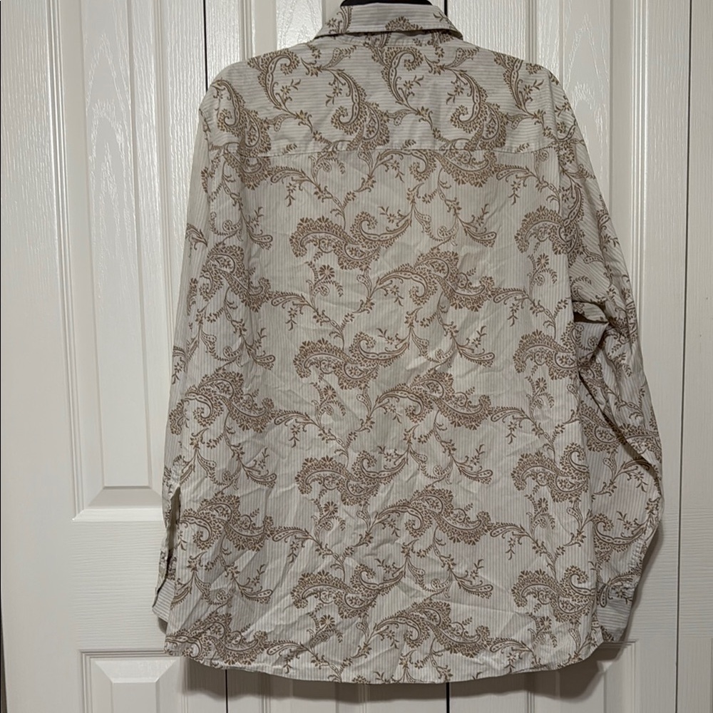 Murano Men’s SZ XL Tan/Beige Casual Button Down Shirt with Vintage Pattern - Picture 4 of 11